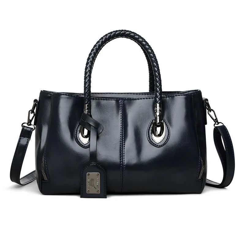 Womens Stylish PU Leather Handbag Woven Handle Adjustable Strap Single Shoulder Bag Handheld Crossbody Design Daily Bag for Commute Casual Activities