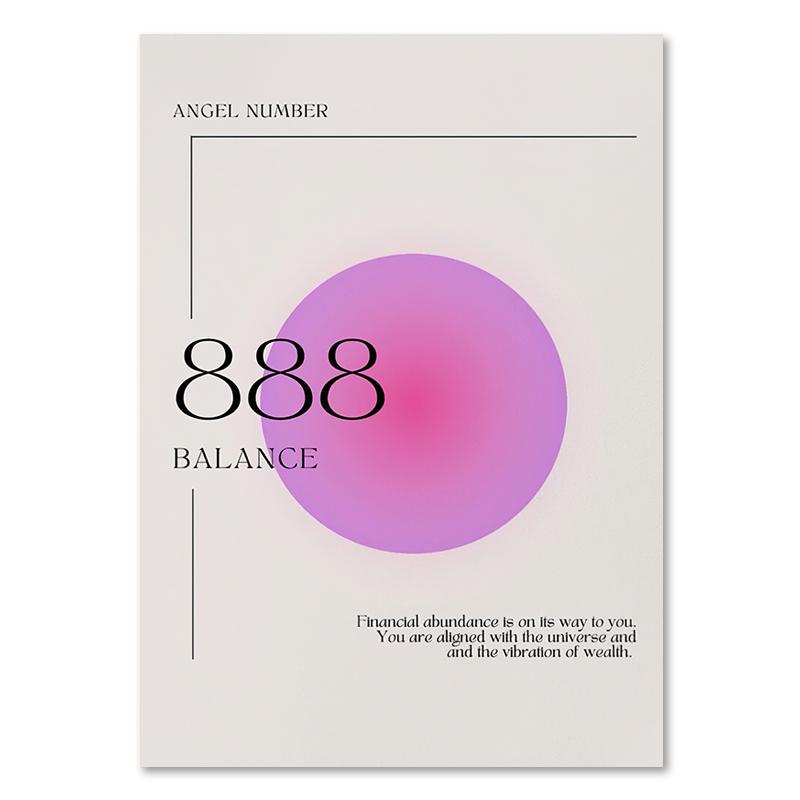 Angel Numbers Gradient Aura Posters and Prints Aesthetic Danish Pastel Canvas Painting Nordic Art Wall Picture Dorm Home Decor