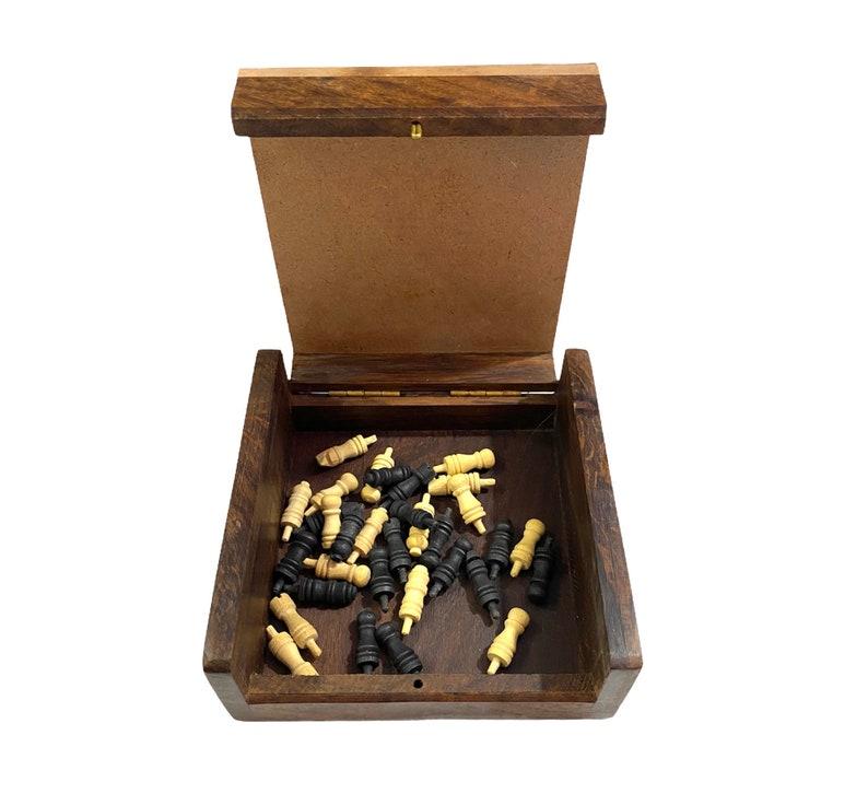 Mini joc de masă de șah rotund din lemn/Șah de călătorie de buzunar/Cel mai bun pentru cadou/Cadou de aniversare/Cadou de pensionare