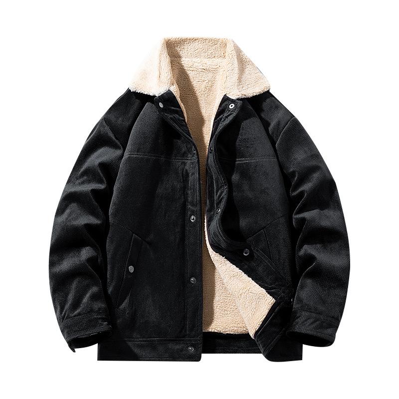 

Autumn and Winter Men s Japanese Casual Loose Lapel Cotton Clothes Trendy Brand Velvet Thickened Versatile Cotton-padded Clothes M