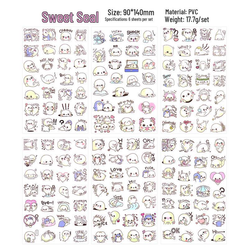 Korean Cartoon Animal Transparent PVC Stickers for Diaries and Baby Growth Journals