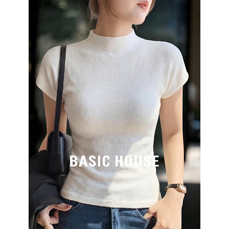 

Basic House Women s Summer Wool Blend Flutter Sleeve Knit Top S