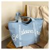 Large-capacity commuter tote bag, new letter shoulder strap, portable shoulder bag.