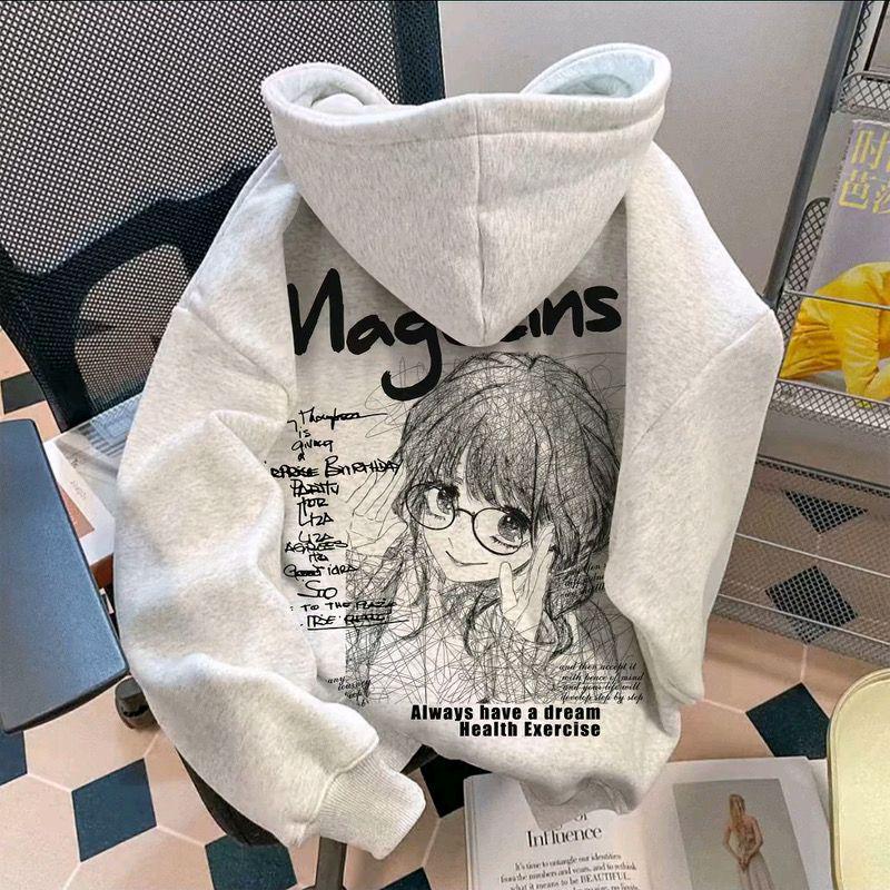 American Heavyweight Hoodie - Anime Incense Flower Bloom Print for Couples