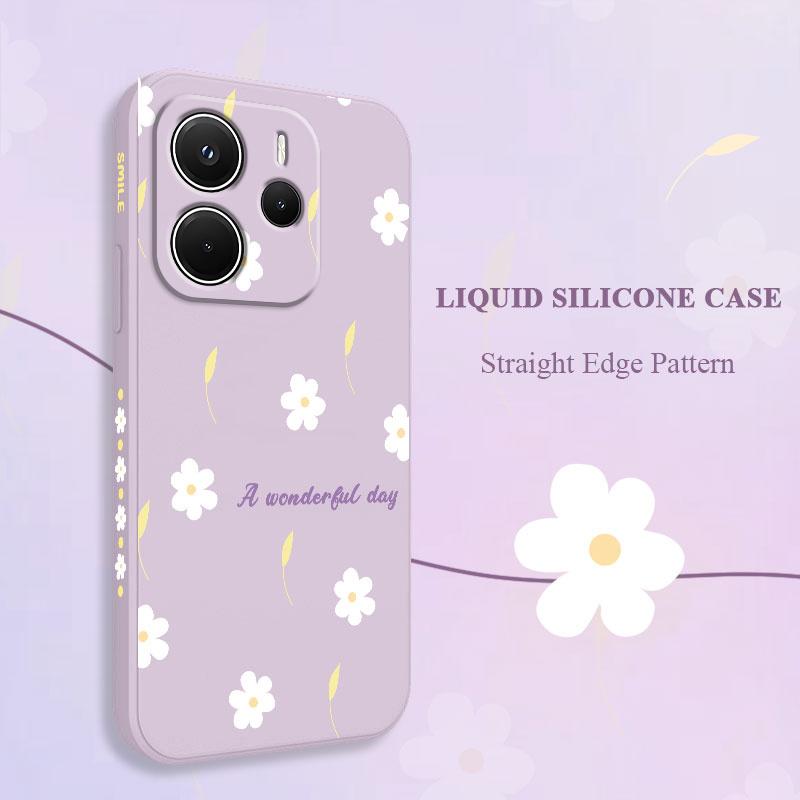 Rain Daisy Phone Case For Xiaomi Redmi Note 14 13 12 12S 11 11S 10 10S 9 9S 15 15C 14C Pro Plus 4G 5G Liquid Silicone Cover