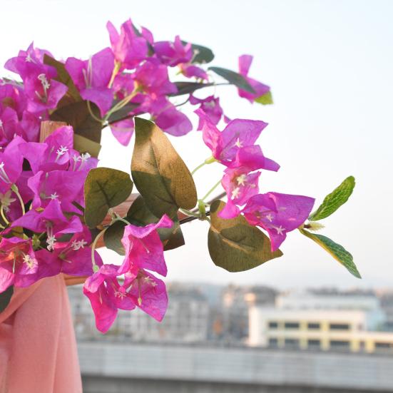 Artificial Bougainvillea Speetabilis Realistic UV Resistant Fake Silk Flower Indoor Outdoor Garden Wedding Party Faux Bloom Decoration