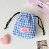 Ins Korean Plaid Drawstring Makeup Bag for Girls Portable Skincare Organizer Travel Organizer Bags Toiletry Bag Drawstring Bags