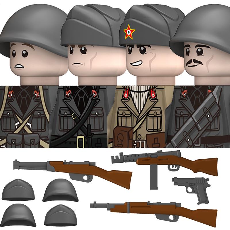 Ungiftige Militär-Zweiter Weltkrieg Deutsche Marine Panzer Truppen Bausteine USA 101. Großbritannien Sowjetunion Soldaten Infanterie Waffen Steine Spielzeug Kinder