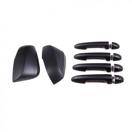 Matt Matte Black Side Mirror + Door Handle Covers Trims For Toyota Tacoma 15-22