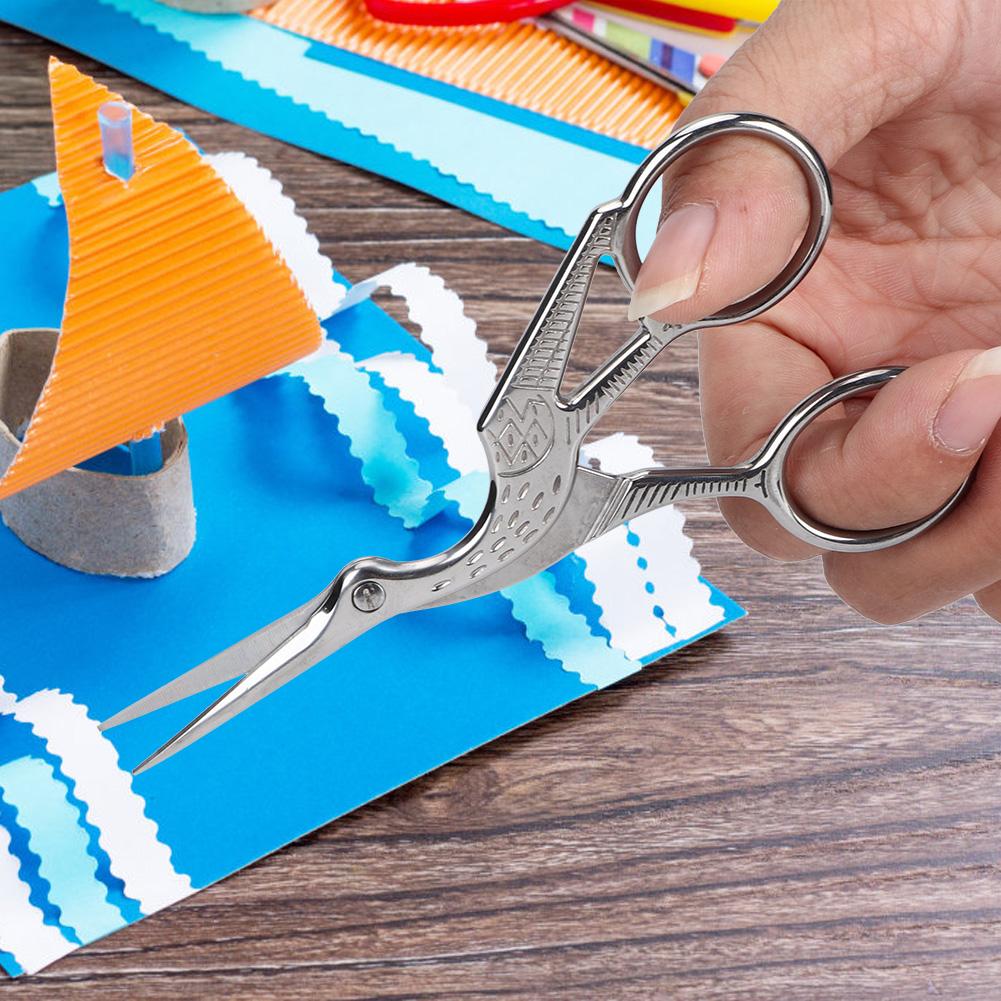 Stainless Steel Retro Style Crane Shape Sewing Scissor Tailor Handcraft Cutting ShearSilver