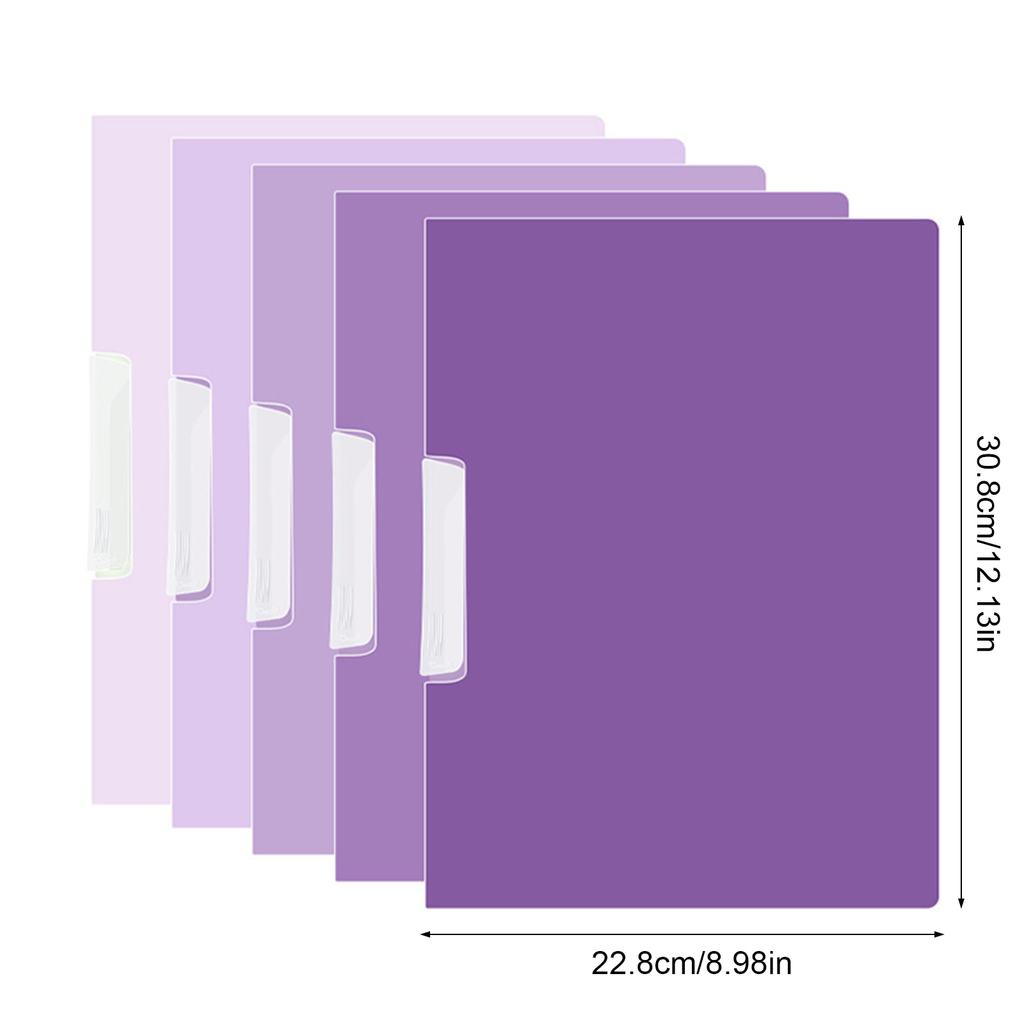 5Pcs File Folders Report Cover Set 50 Sheets Capacity Plastic Binder Paper Protector File Organizers with Side Opening
