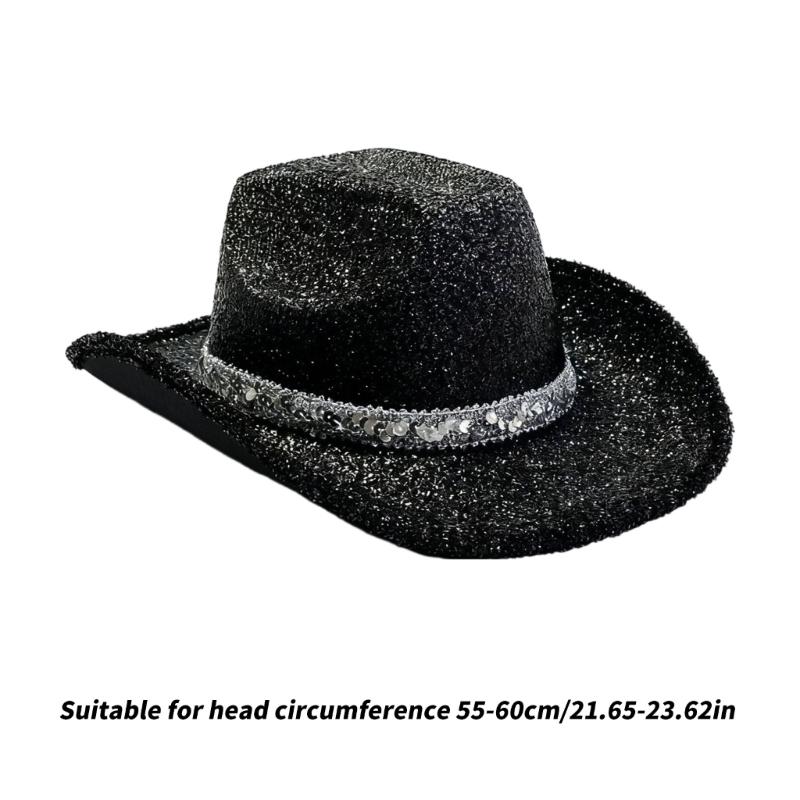 Sparkling Glitter Powder Cowboy Hats For Women Men Festival Event Gathering Cosplay Costume Accessories Stage Show Props