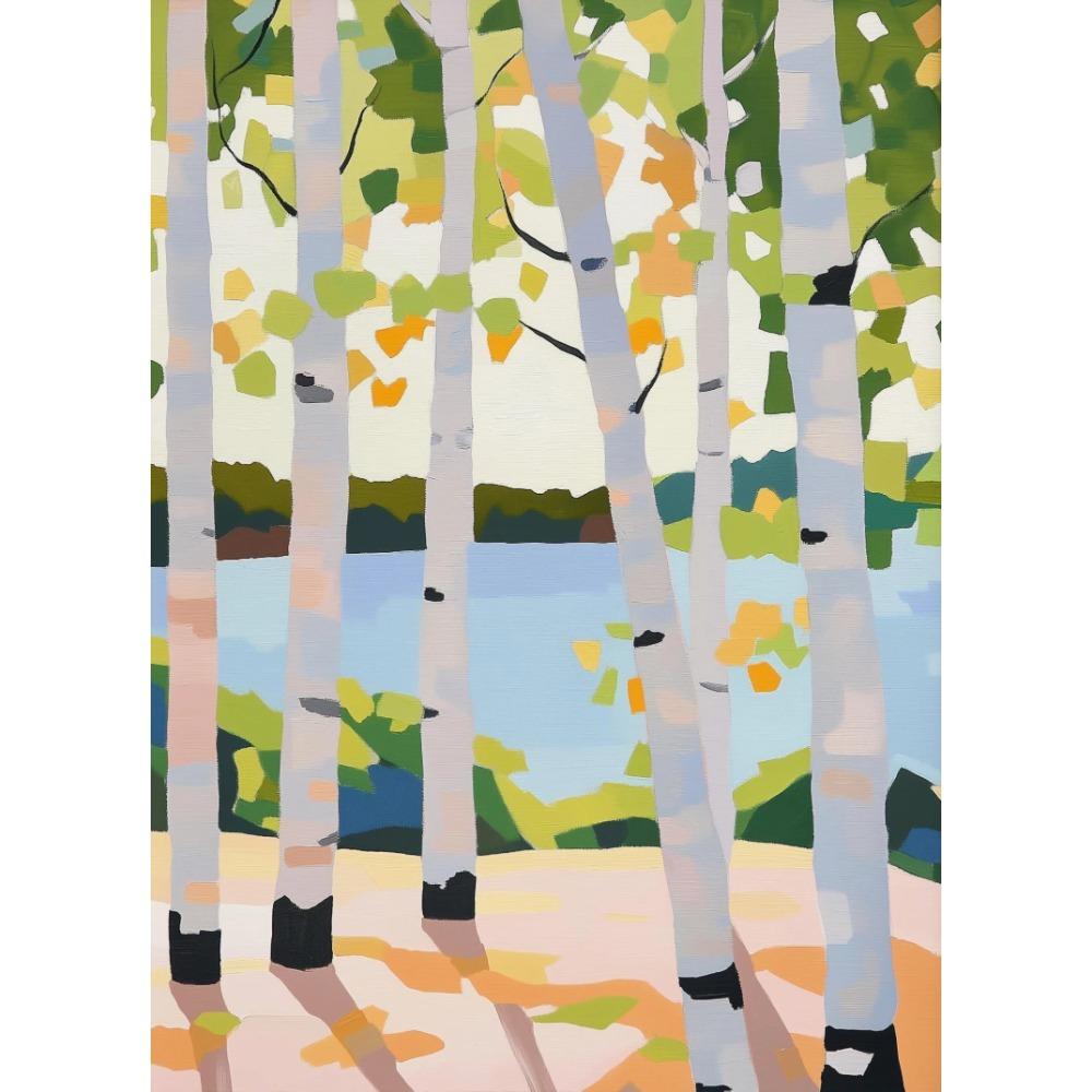 Minimalist Abstract Birch Tree Lush Wall Art Rustic Nature Canvas Printing Poster Living Room Bedroom Home Decor Gift