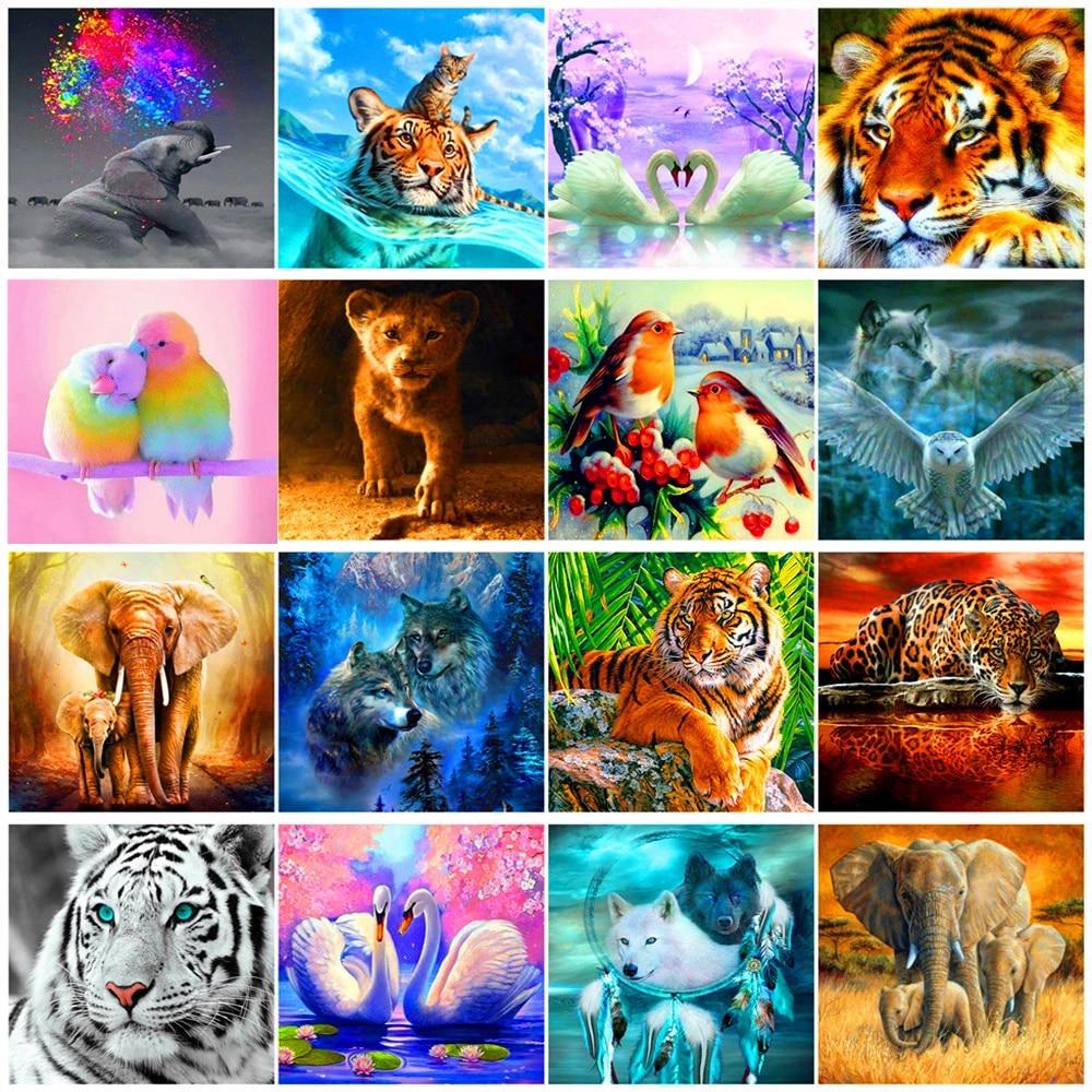 

Алмазная картина с животными Full Round 50x50CM красный