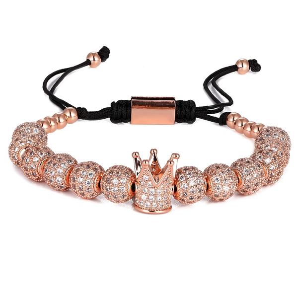 

Nidin New Luxury Men Bead Bracelet Jewelry Charm 6MM Micro Pave CZ Ball Macrame Handmade Bangles Pulseira Holiday Gift