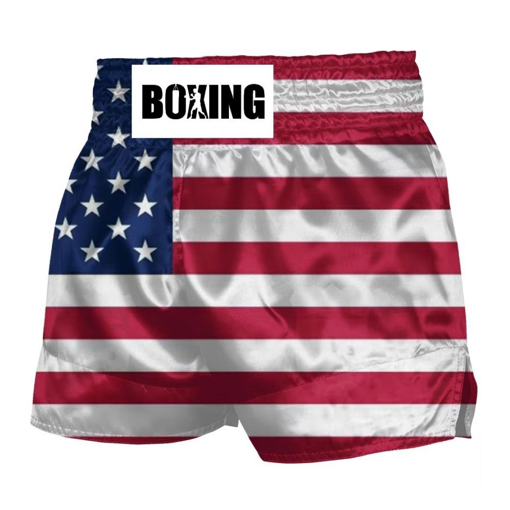 Thai Boxing Shorts American Flag Sports Shorts MMA Fighting Brazilian Jiu Jitsu Gym Martial Arts Training Pants
