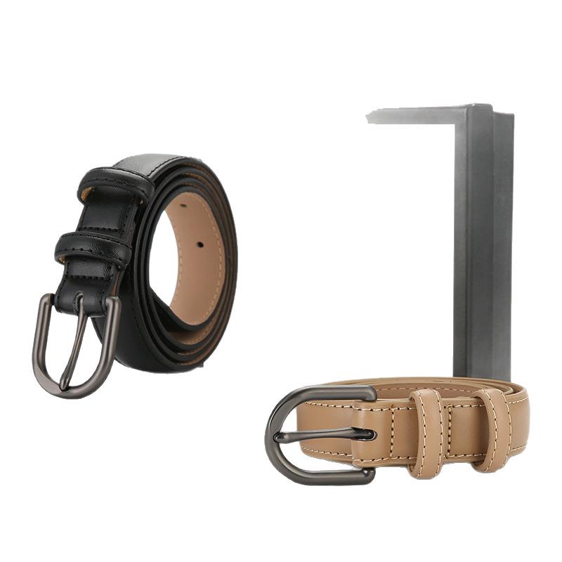 Women's Designer Versatile Black Leather Belt - Genuine High-Grade Cowhide, Unisex, Perfect for Jeans.
