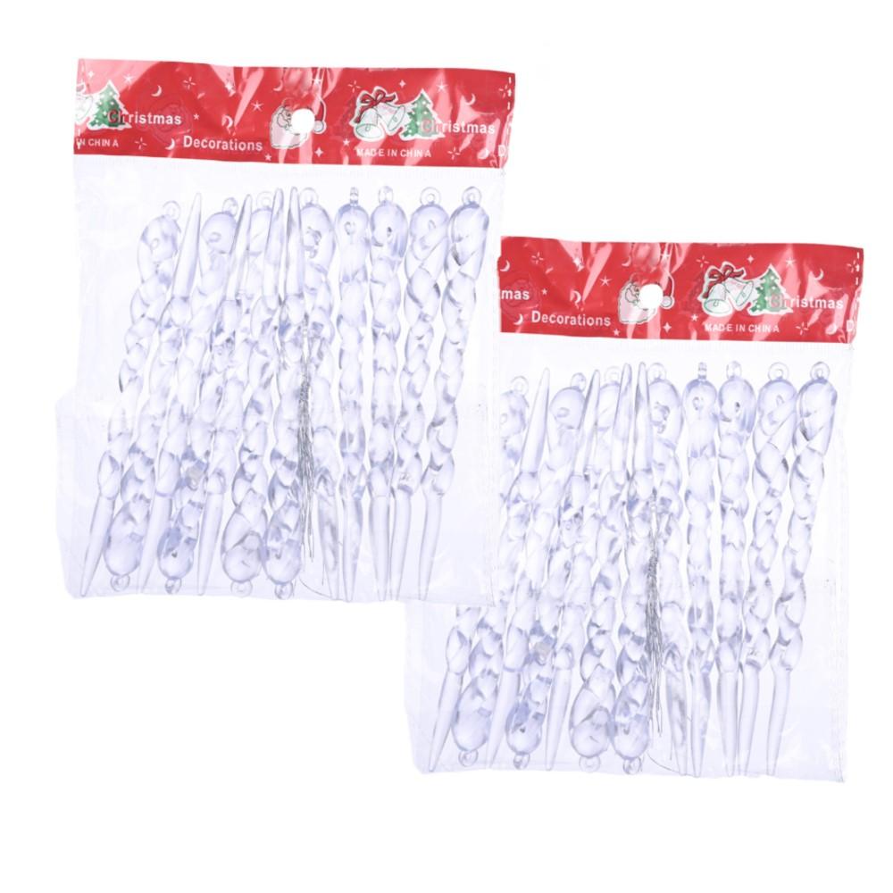 

12PCS/Set Christmas Transparent Ice Strip Pendant Ornaments Xmas Tree Acrylic Hanging Pendants Decorative Props Party Decoration