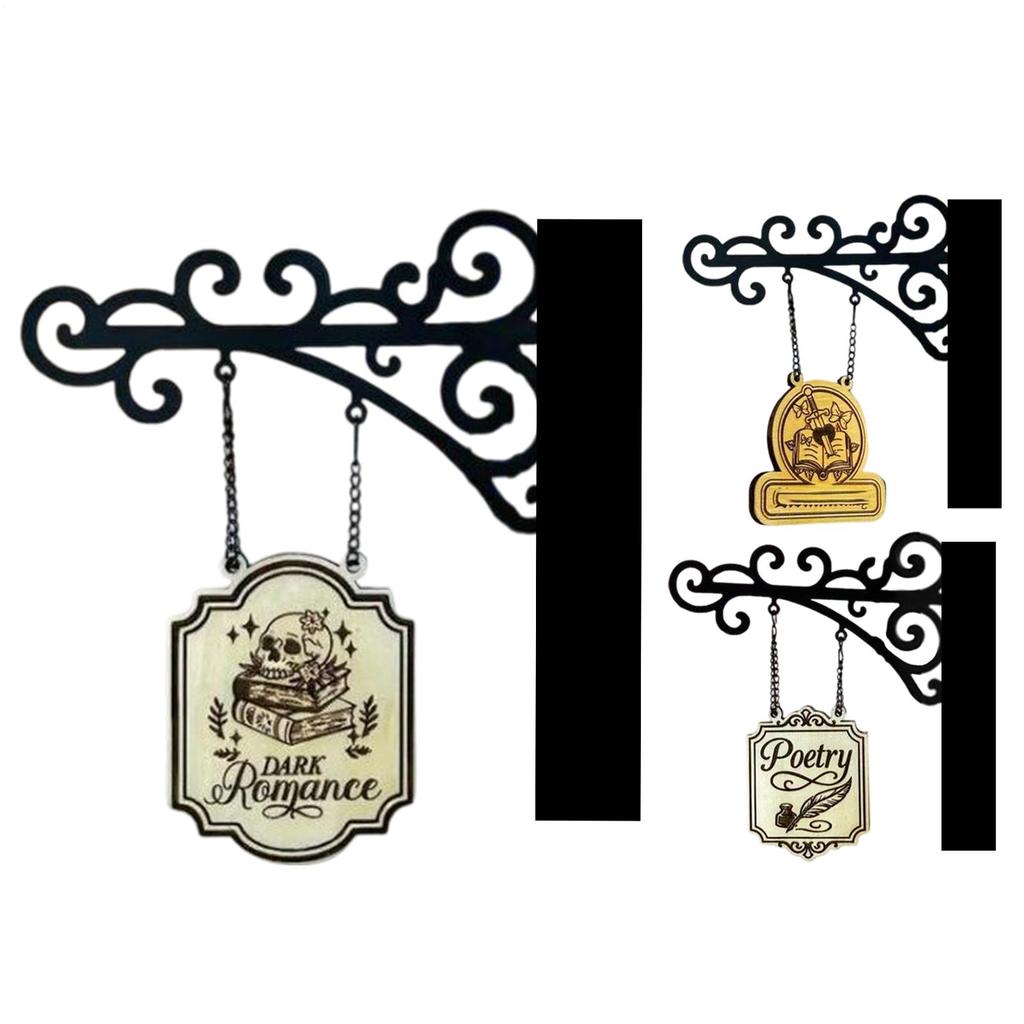 Book Decor for Shelf Book Lover Hangable Sign Accessories for Bookworm Reader Wall Art Home Classroom Halloween Decoration Men