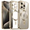 Magnetic Plating Case For iPhone 16 15 14 Plus 13 12 11 Pro Max Camera Lens Protector Glass For Magsafe Wireless Charger Cover