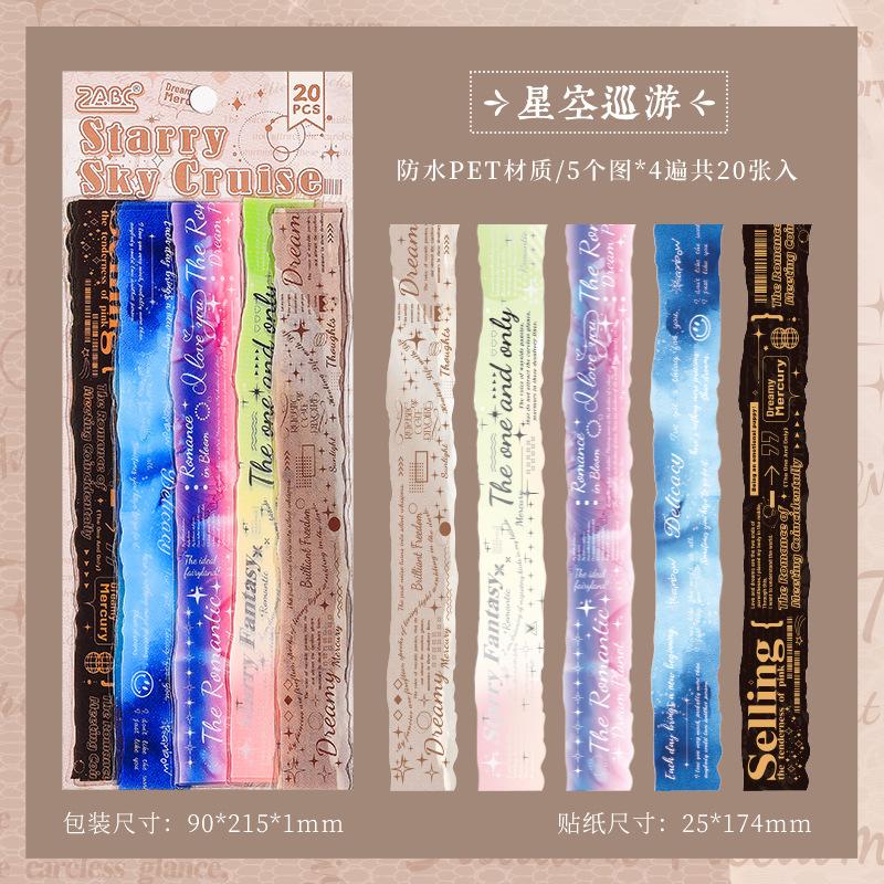 20 pcs/pack Vintage Long strip Sticker Creativity Decorative Hand Account Diary Album Scrapbooking accessories