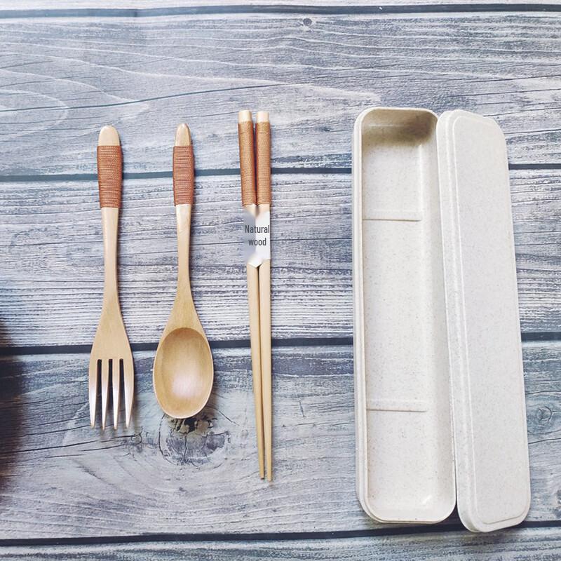 Ruhan Creative Wooden Spoon & Fork Set with Storage Box