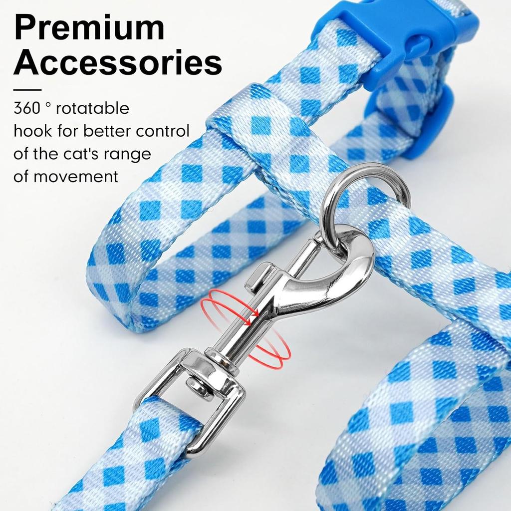 .com : azuza Cat Harness and Leash Set for Safe Walking and Travel, Escape Proof Cat Harness, Lightweight Soft and Comfortable, Adjustable Kitten
