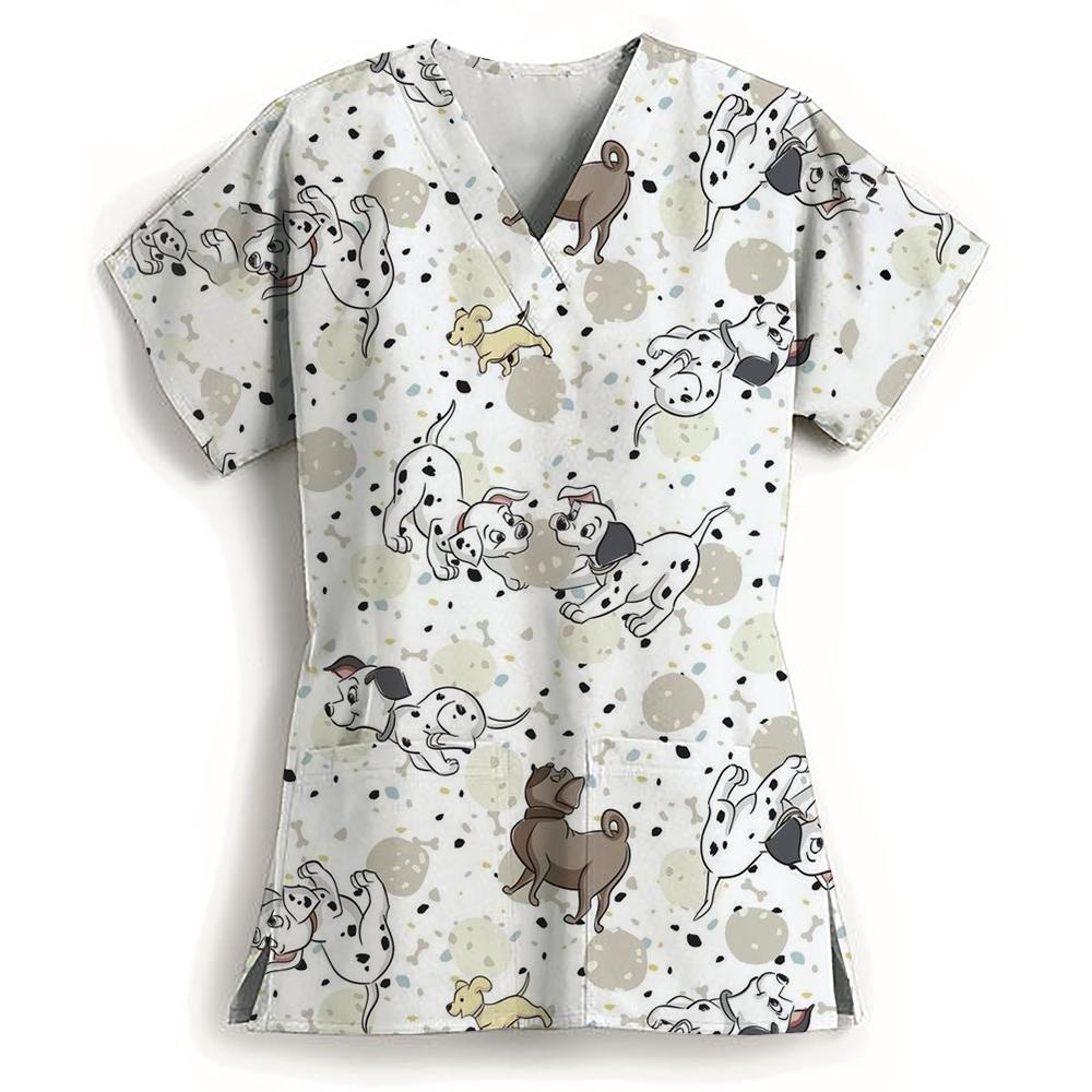 Pharmacist Dentist Veterinary Nurse Tops Disney 101 Dalmatians Beauty Scrub Clothes Spa Nurse Pure Medical Lab Medical Uniform