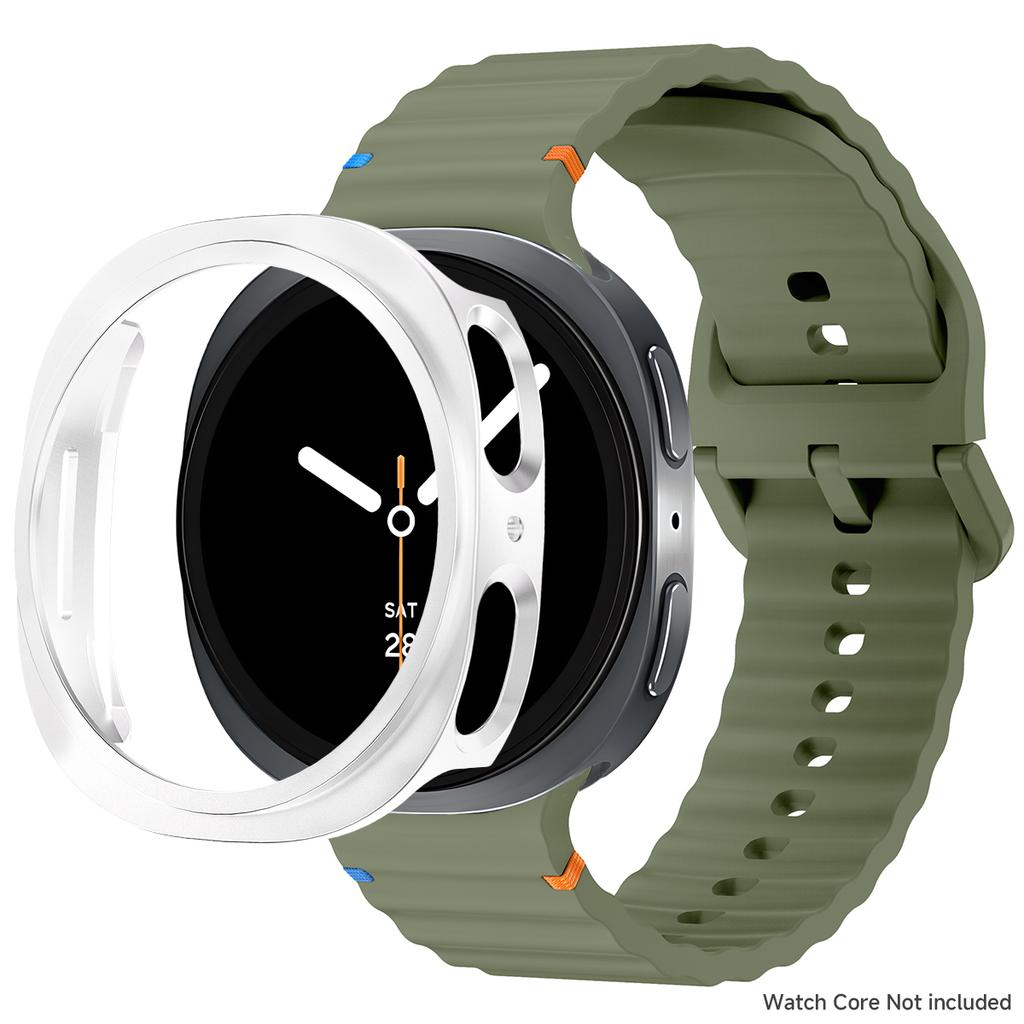 Silikonový řemínek pro Samsung Galaxy Watch 8 40 44mm Pásek s pouzdrem Chránič obrazovky Kryt nárazníku pro chytrý řemínek Náramkové doplňky