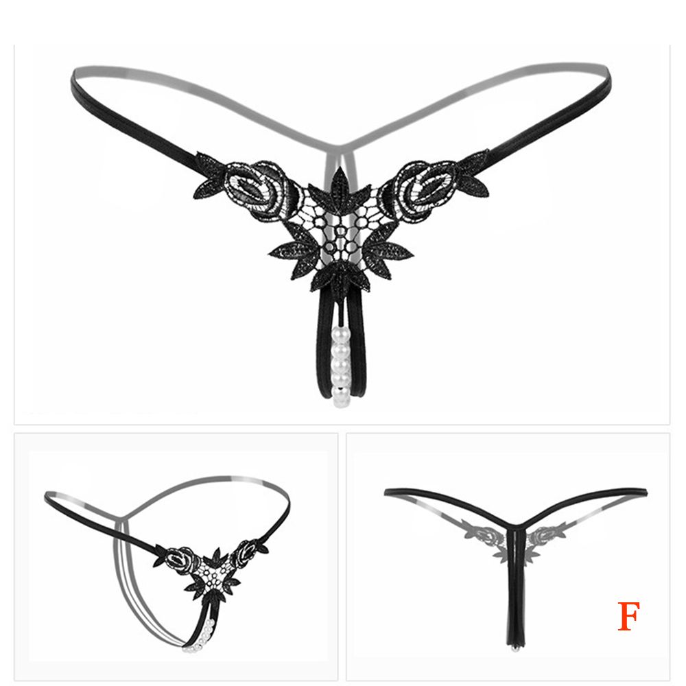 Female Women Sexy Pearl Massage Lace Thong G-stings Panties Lingerie T-back Panties Underwear