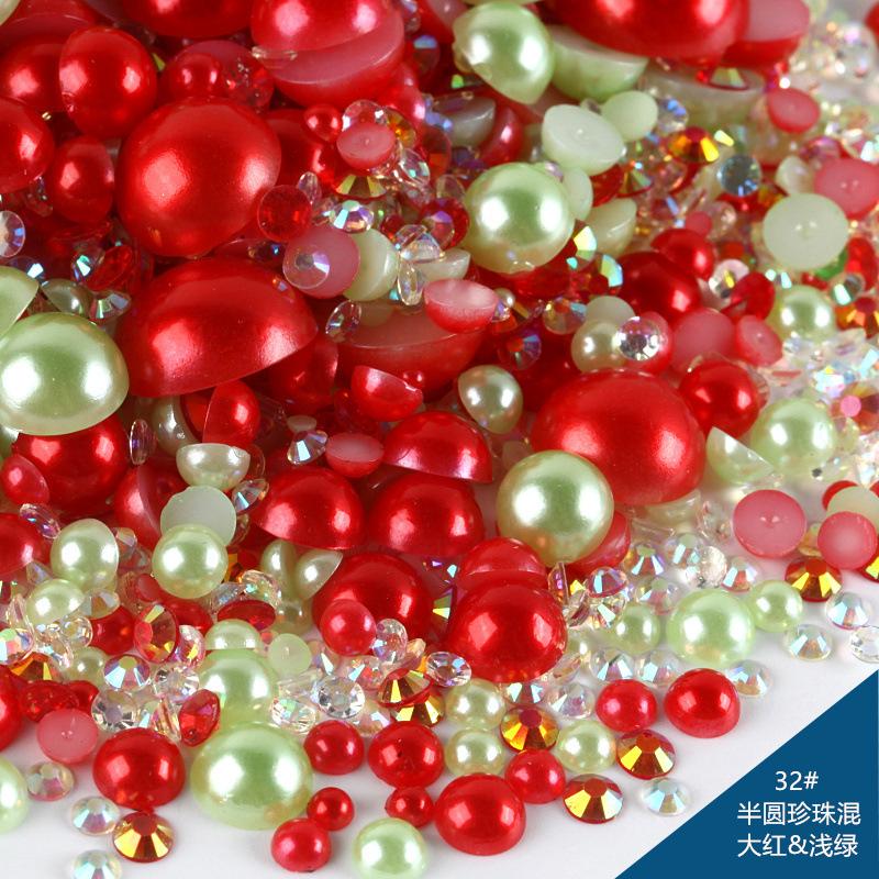 Mixed Abs Semicircular Pearl Resin Flat Bottom Diamond Set Imitation Pearl Mixed Size Diy Jewelry Accessories