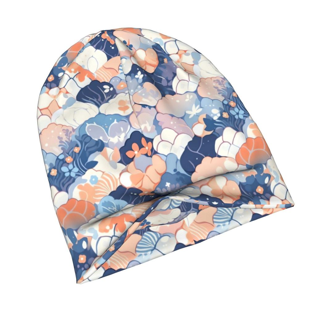 2D Flat Printing Coral Flower Sea Floor Pattern Fashion Knit Hat for Adults Adds a Stylish Finishing Touch to Everyday Outfits Perfect for City Walks