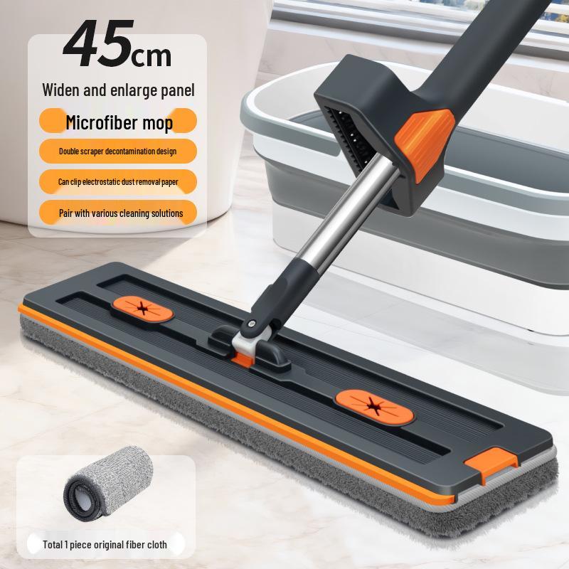 2026 Chenille Flat Mop: Hands-Free, Wet & Dry One-Wipe Clean with Replaceable Cloth