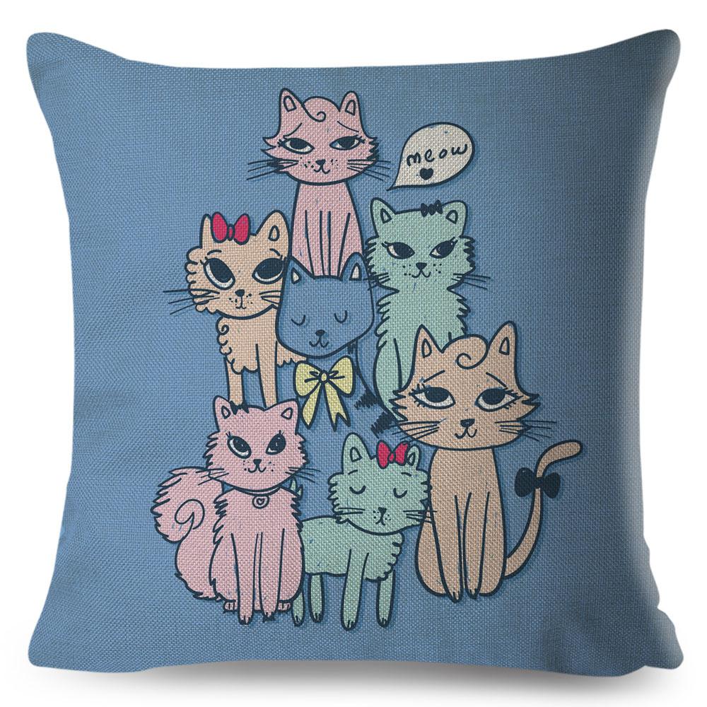 Colorful Cute Cartoon Pet Dog Cat Cushion Cover for Children Room Sofa Decor Animal Dinosaur Giraffe Pillow Case Pillowcase
