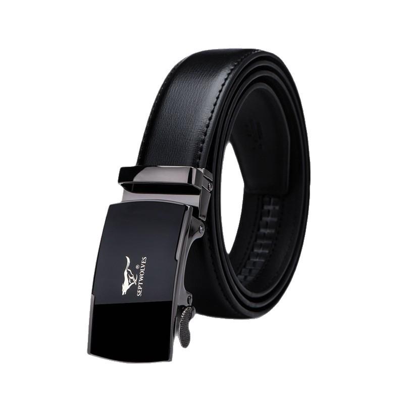 Seven Wolves Men's Classic Leather Belt with Automatic Buckle - Versatile Gift for Business and Casual Wear