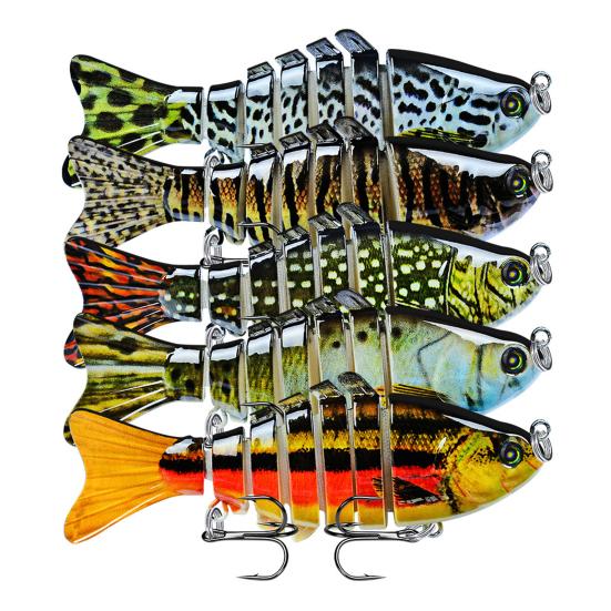 3/5Pcs Fishing Lures 3D Swimming Bait with Treble Hooks Realistic Looking Bright Colors Compact Portable Hard Bait Artificial Lure
