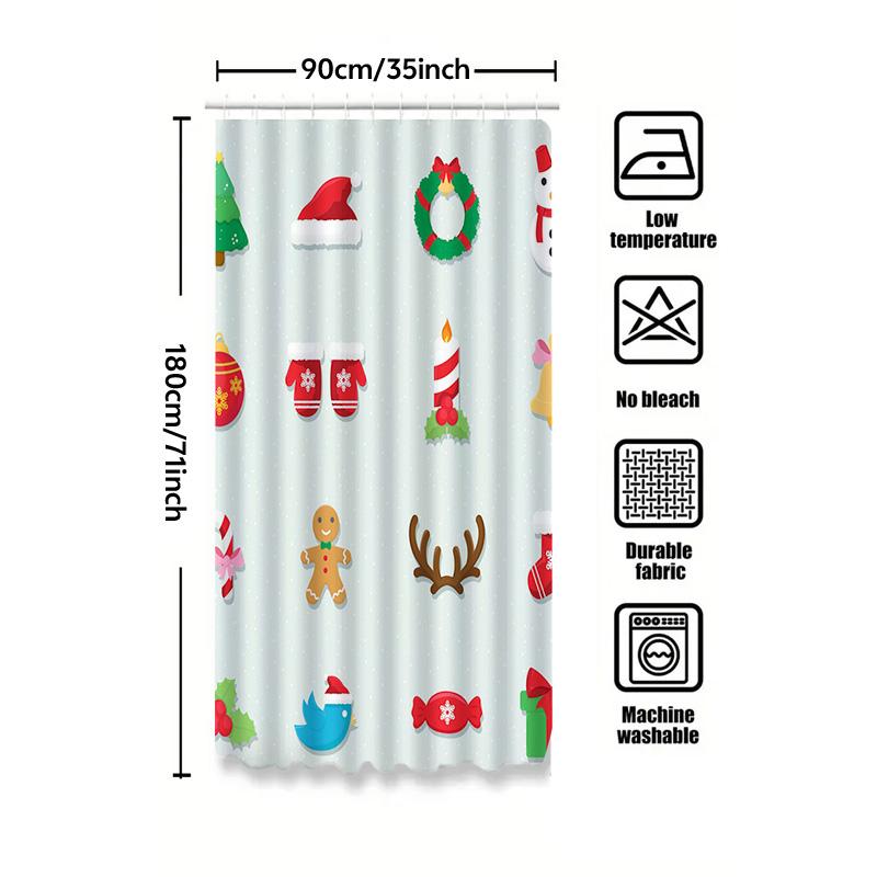 Tu Christmas Shower Curtain Festive Holiday Decor Bathroom Set Waterproof Farmhouse Style Modern Pattern Home Decoration Backdro