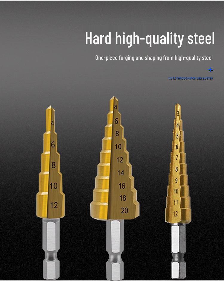 6PC Serrated Titanium Step Drill Set - Rustproof, Multifunctional Woodworking Hole Opener