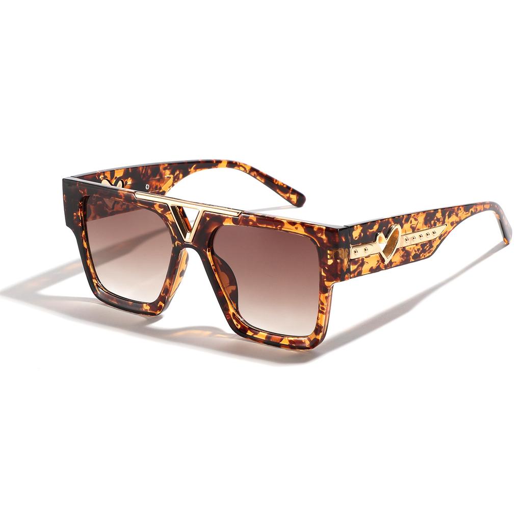 Glasses Love Legs Square Large Frame Semi-Metal Sunglasses Men'S Face Covering Versatile Sunglasses Women'S Personality