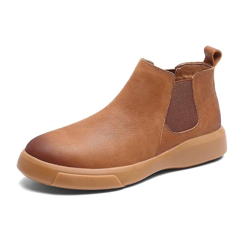 Retro Samt Chelsea Boots für Herren Mode Lässige Herren Knöchelboots Bequem Wasserdicht Outdoor Zum Hineinschlüpfen Lederschuhe für Herren
