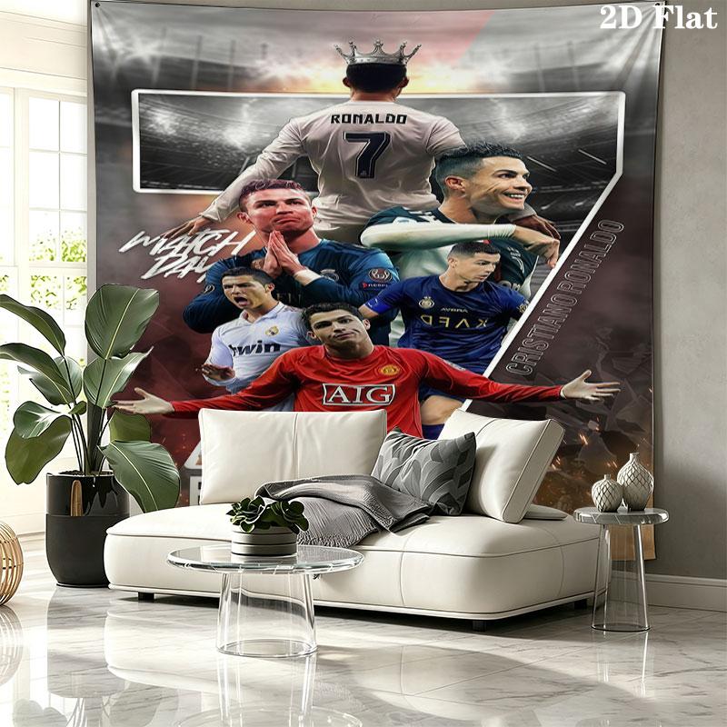CR7 Cristiano Ronaldo Wall Tapestry Aesthetic Wall Hanging Printed Fabric Blanket Decorative Tapestries for Bedroom Living Room Home Decor