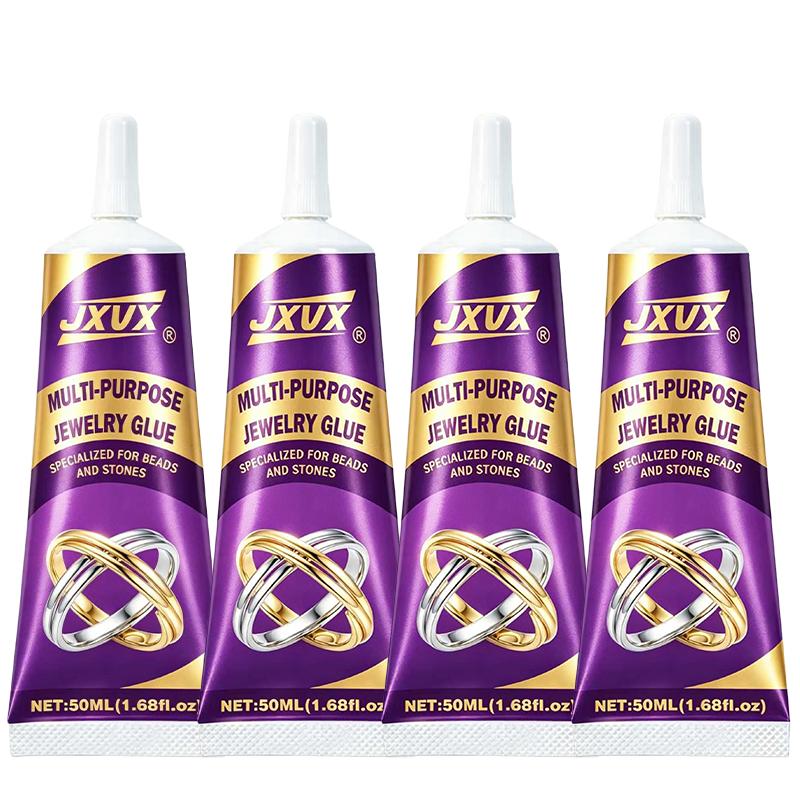 B7000 Glue Clear for Rhinestones, 4pcs 50mL/1.68 fl oz Strong Adhesive B-7000 Jewelry Bead Gem Glue with Precision Tip, Quick Dry Bedazzling Adhesive