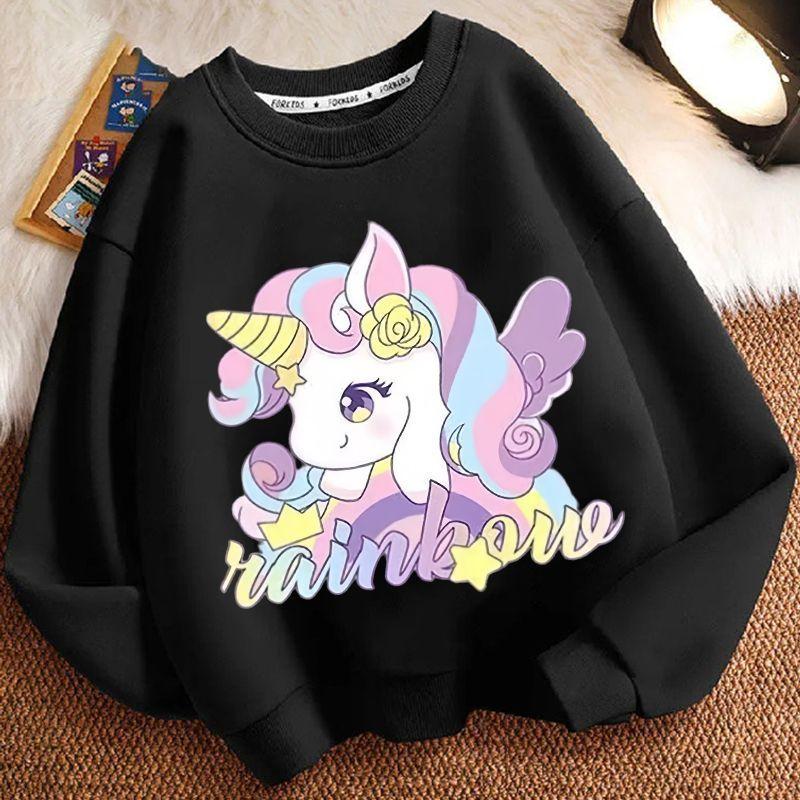 Children's Cartoon Unicorn Hoodie, Long-sleeved Loose Coat for Boys and Girls Spring and Autumn