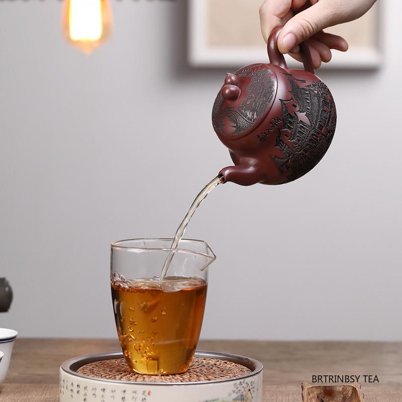 Chinese Yixing Handmade Purple Clay Teapot Household Gourd Shape Tea Pot Beauty Tea Infuser Kettle Raw Ore Zisha Tea Set 260ml