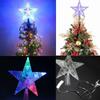 1 STK Fargeskiftende Xmas Juletre Topper Stjerne Skinnende Roterende Lys Fest LED Lampe Dekorasjon