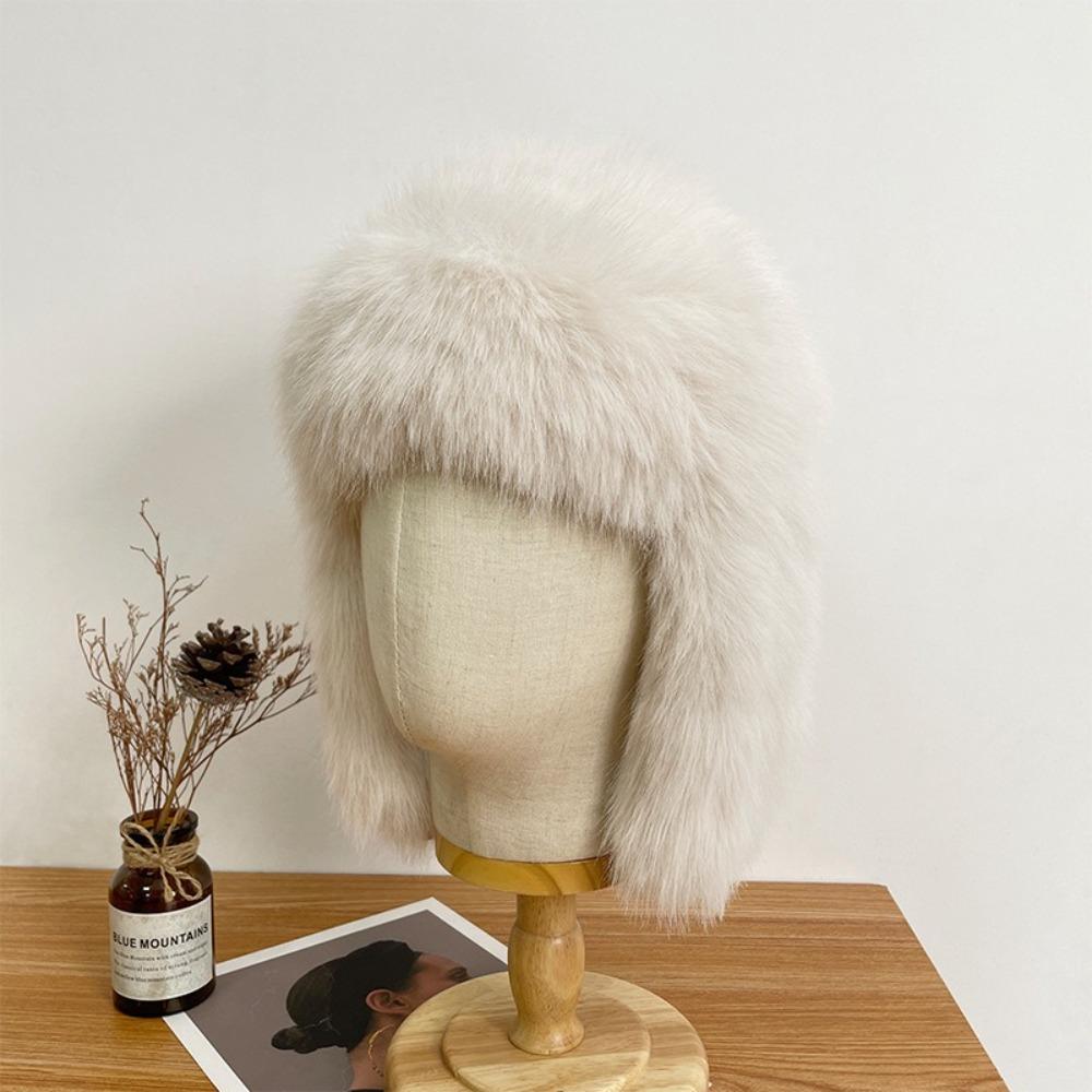 Russian Ushanka Bomber Hat Soft Plush Bucket Cap Outdoor Ear Protection Cap  for Women Men