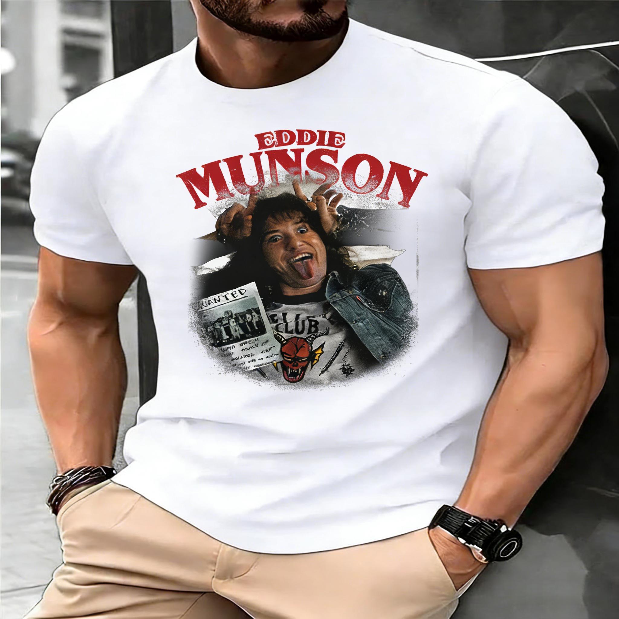Eddie Munson Vintage 90s Rock Band Graphic TShirt Unisex Regular Fit Short Sleeve Women Men Tee with Iconic Album Art Tops Tees S