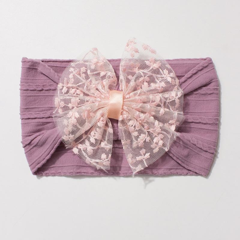 New Jacquard Baby Elastic Headband, Cute Lace Bow Children's Headscarf, Thin Baby Headband