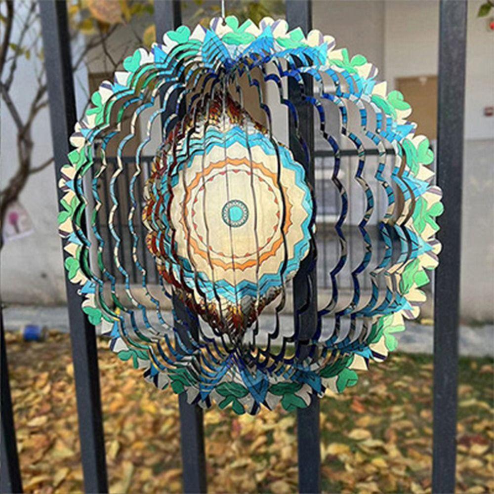 Iron 3D Rotating Wind Wheel Creative Wind Chime Craft Garden Decoration Pendant  Room