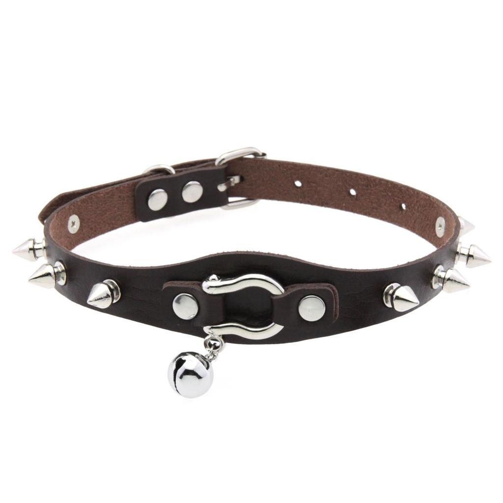 Collana girocollo nera borchiata Rivetto Borchia Punk Rock Campanellino Ecopelle Gotico Collare Donna Chocker Ragazze Harajuku Costume Gioiello Gotico